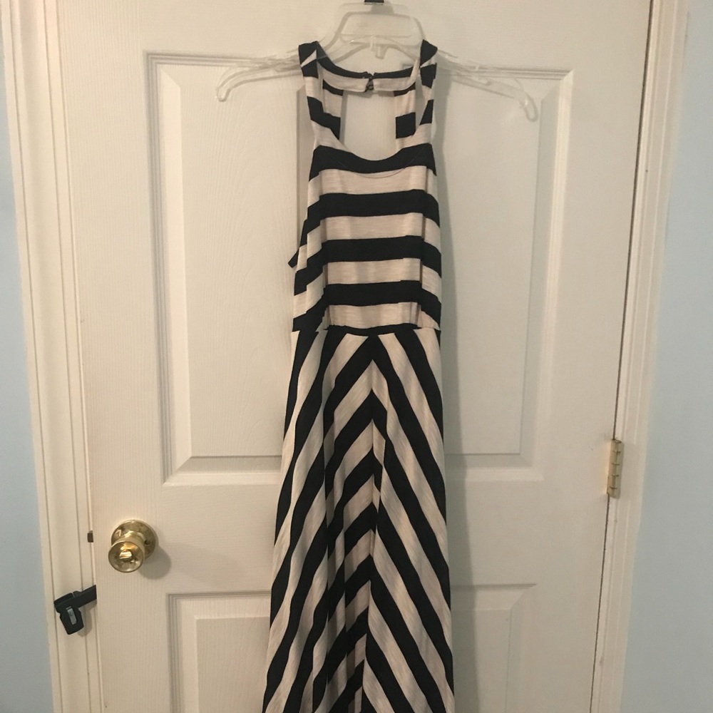 INC stripped maxi halter dress